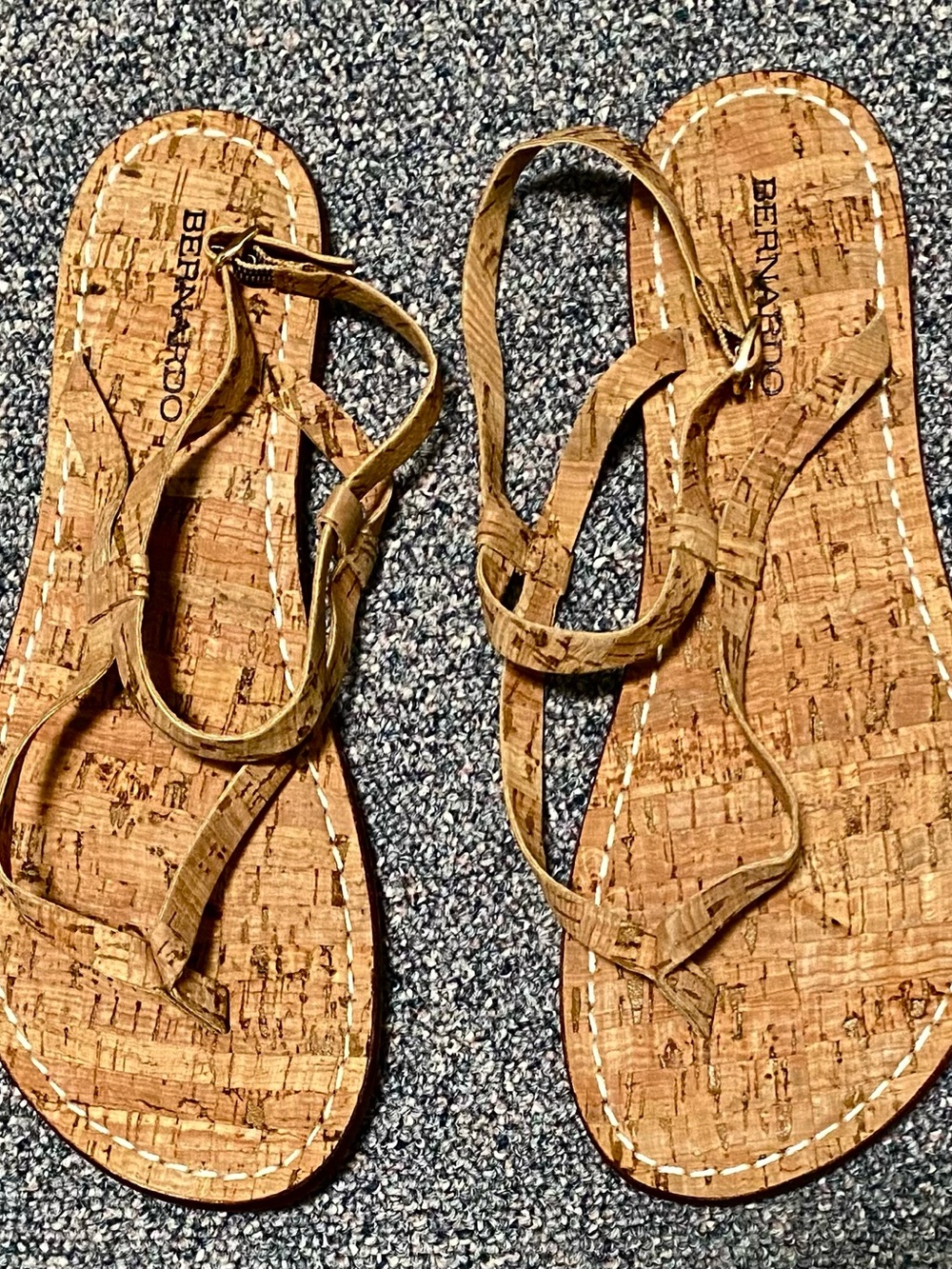 Bernardo Cork Strappy Thong Sandals 10M